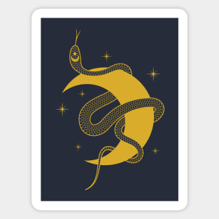 Crescent Moon with Snake Sticker